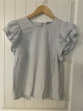 a new day Light Blue & White Striped Top